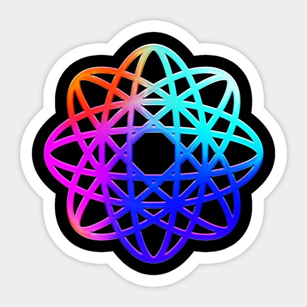 Neon Geometric Glyph Mandala Sigil Rune Sign Seal Cool Blue and Violet  - 263 Sticker by Holy Rock Design